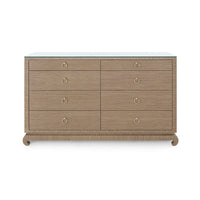 Villa & House Ming Extra Large 8-Drawer with Glass Top, Flax Brown