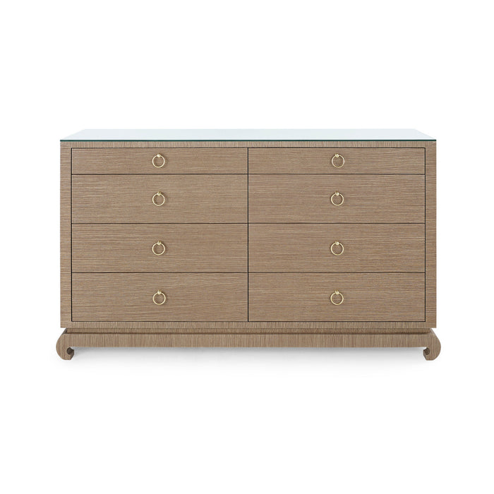 Villa & House Ming Extra Large 8-Drawer with Glass Top, Flax Brown