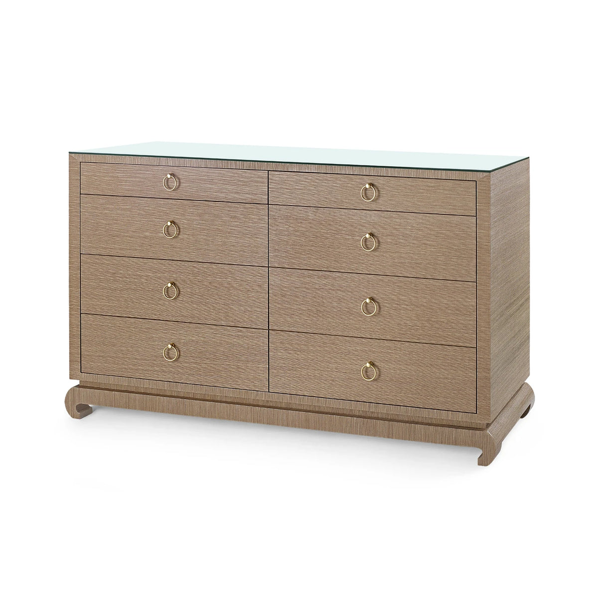 Villa & House Ming Extra Large 8-Drawer with Glass Top, Flax Brown