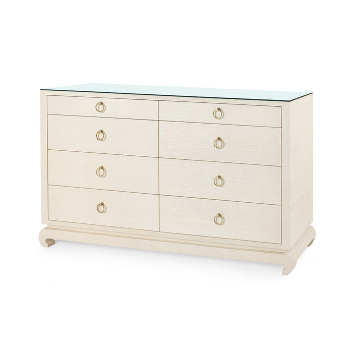 Villa & House Ming Extra Large 8-Drawer with Glass Top, Canvas Cream