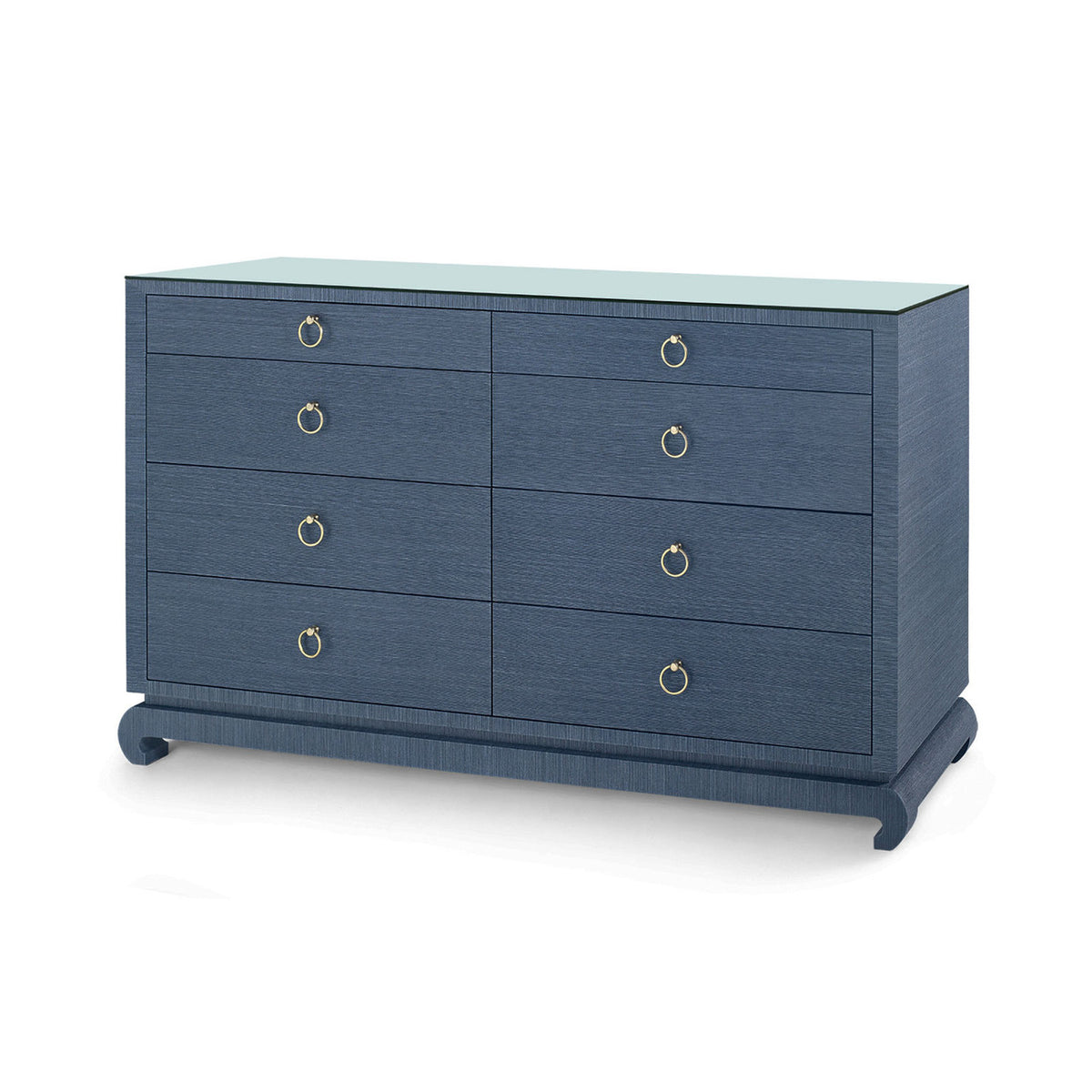 Villa & House Ming Extra Large 8-Drawer with Glass Top, Navy Blue