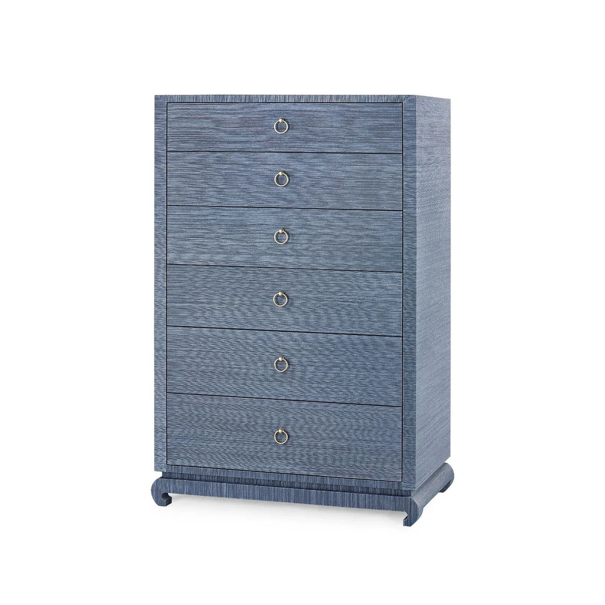 Villa & House Ming Tall 6-Drawer with Glass Top, Navy Blue
