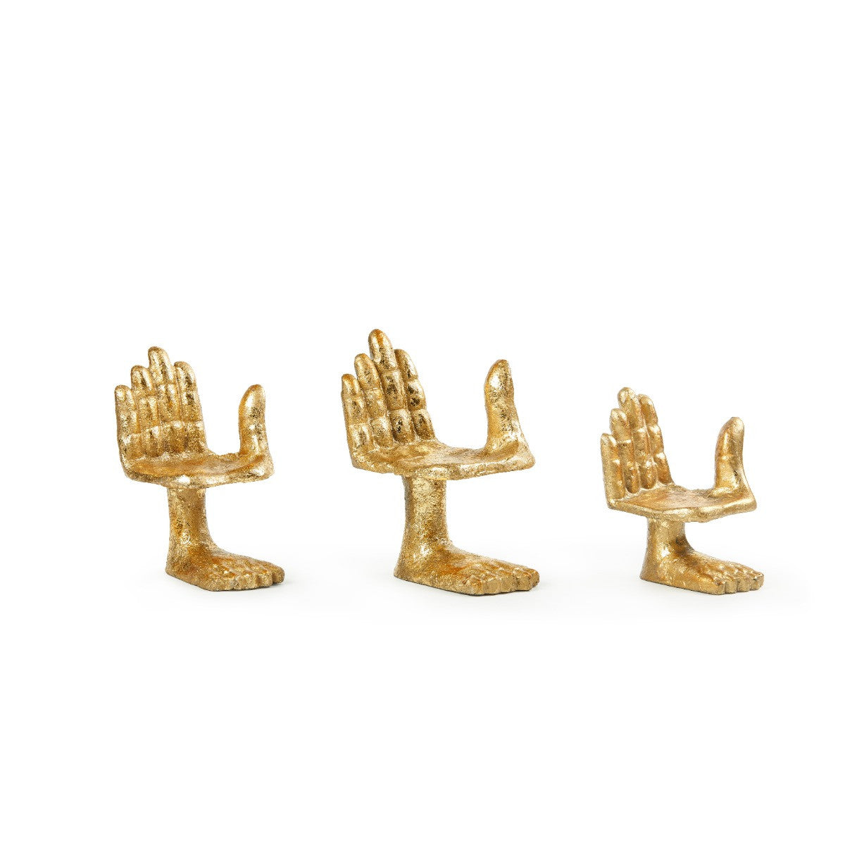 Villa & House Mano Set of 3 Statues, Gold Leaf