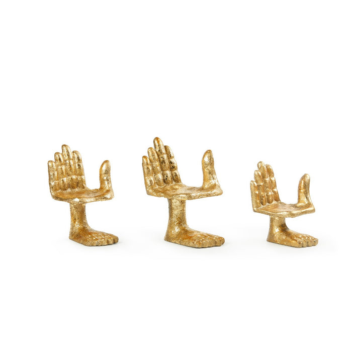 Villa & House Mano Set of 3 Statues, Gold Leaf