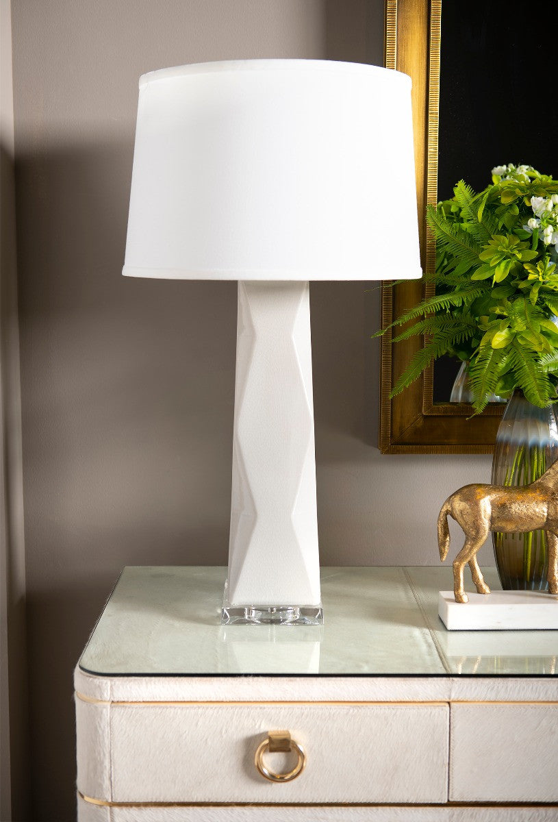 Villa & House Molino Lamp with Shade 17-inch White Linen, with Nickel, Dove Gray