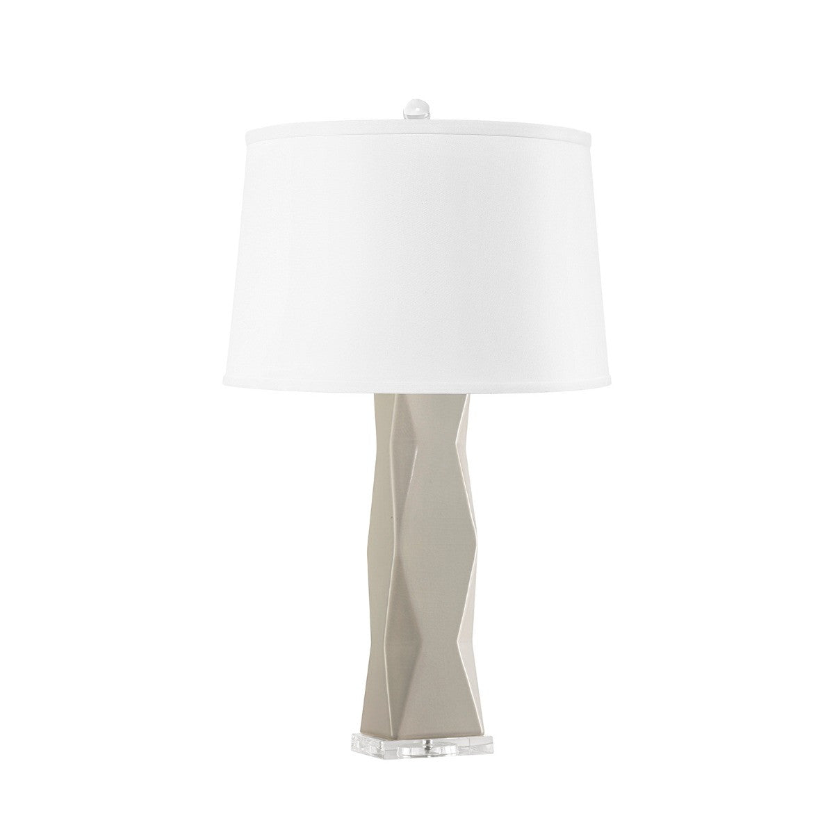 Villa & House Molino Lamp with Shade 17-inch White Linen, with Nickel, Dove Gray