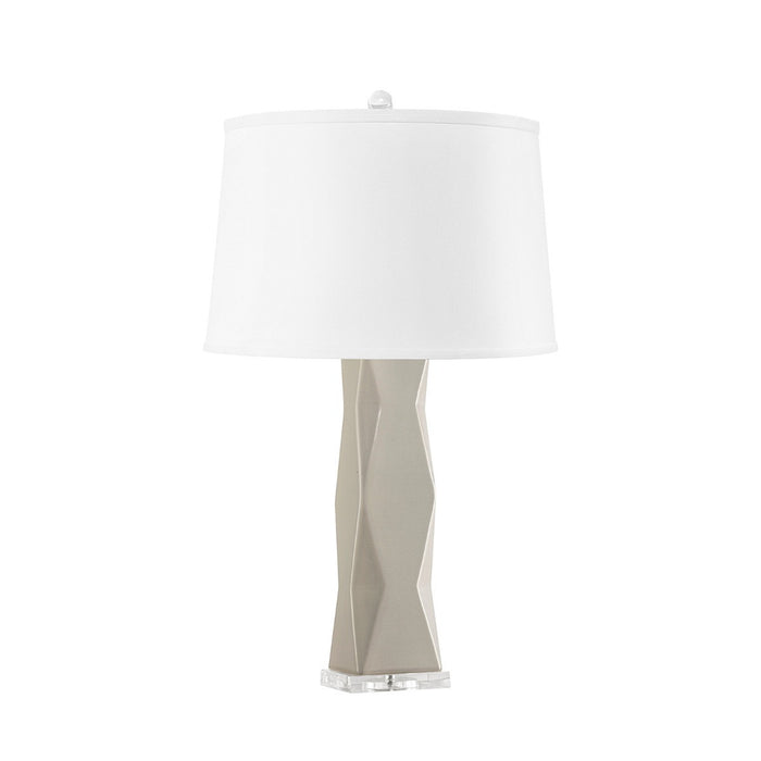Villa & House Molino Lamp with Shade 17-inch White Linen, with Nickel, Dove Gray