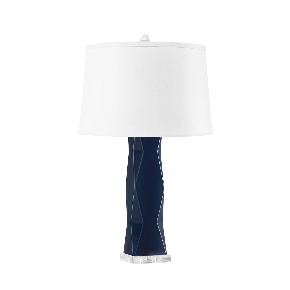 Villa & House Molino Lamp with Shade 17-inch White Linen, with Nickel, Polo Blue