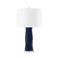 Villa & House Molino Lamp with Shade 17-inch White Linen, with Nickel, Polo Blue