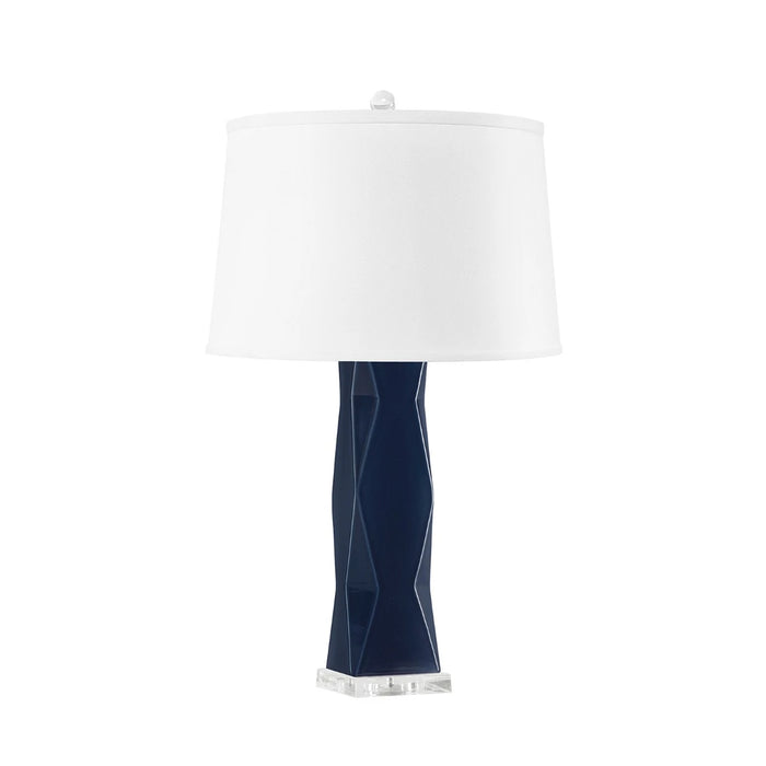 Villa & House Molino Lamp with Shade 17-inch White Linen, with Nickel, Polo Blue