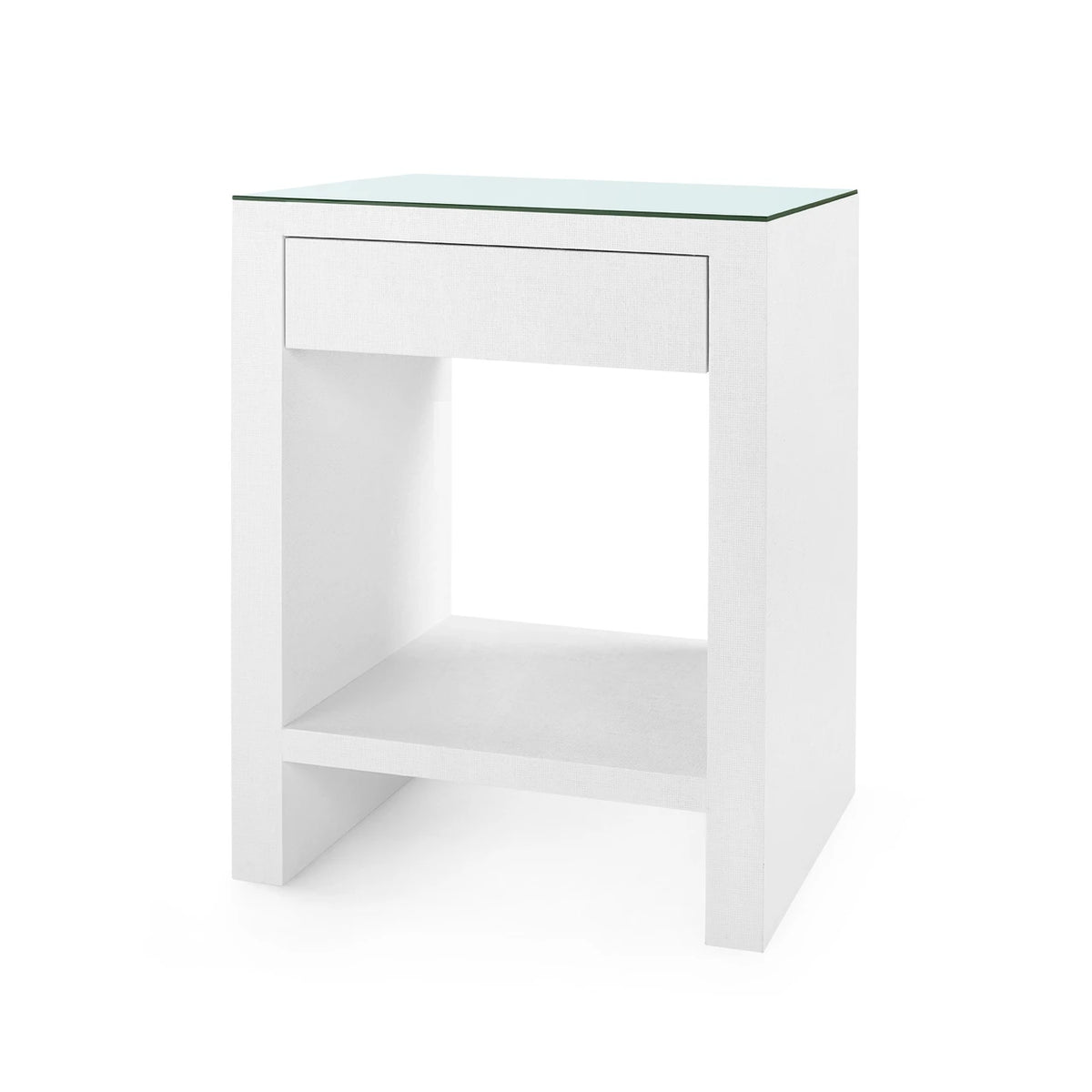Villa & House Morgan Grasscloth 1-Drawer Side Table, Chiffon White