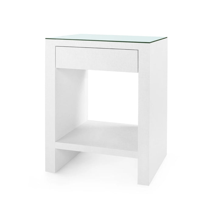Villa & House Morgan Grasscloth 1-Drawer Side Table, Chiffon White