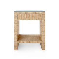 Villa & House Morgan 1-Drawer Side Table with Glass Top, Papyrus