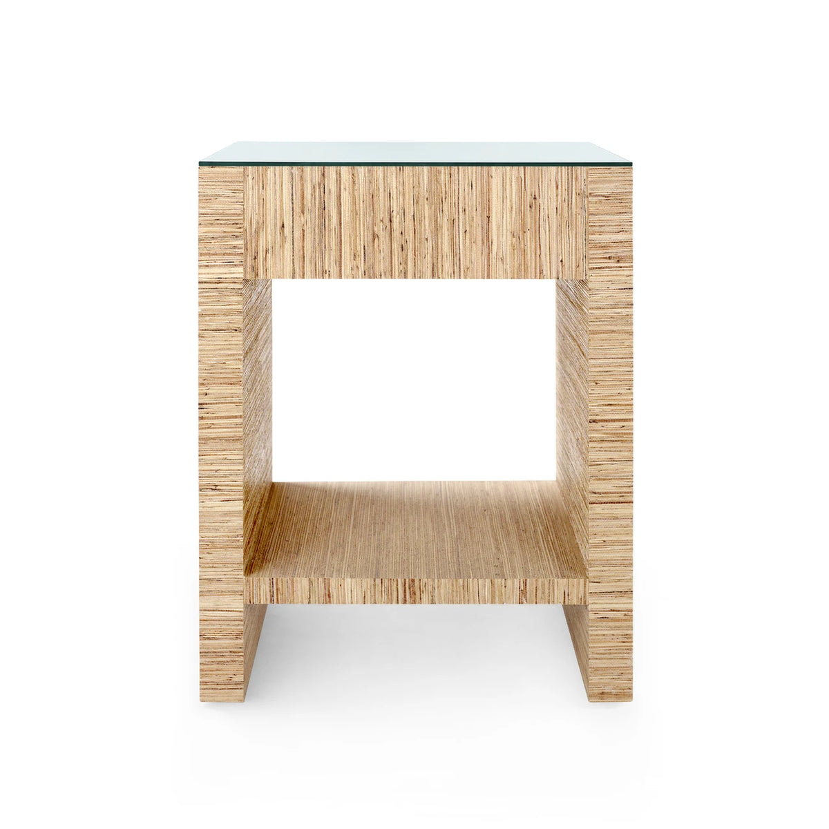 Villa & House Morgan 1-Drawer Side Table with Glass Top, Papyrus