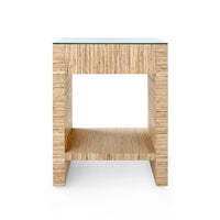 Villa & House Morgan 1-Drawer Side Table with Glass Top, Papyrus