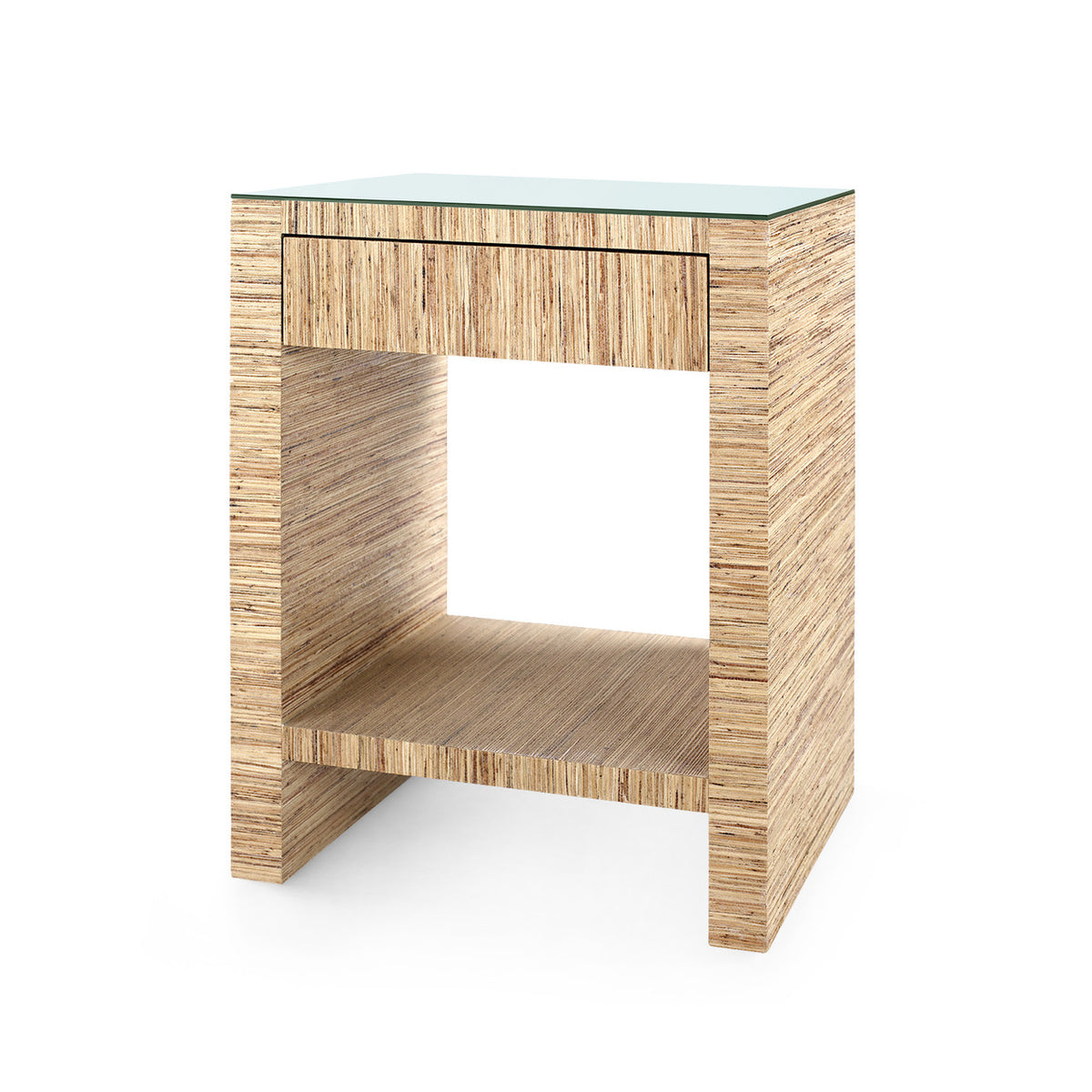 Villa & House Morgan 1-Drawer Side Table with Glass Top, Papyrus