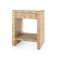 Villa & House Morgan 1-Drawer Side Table with Glass Top, Papyrus