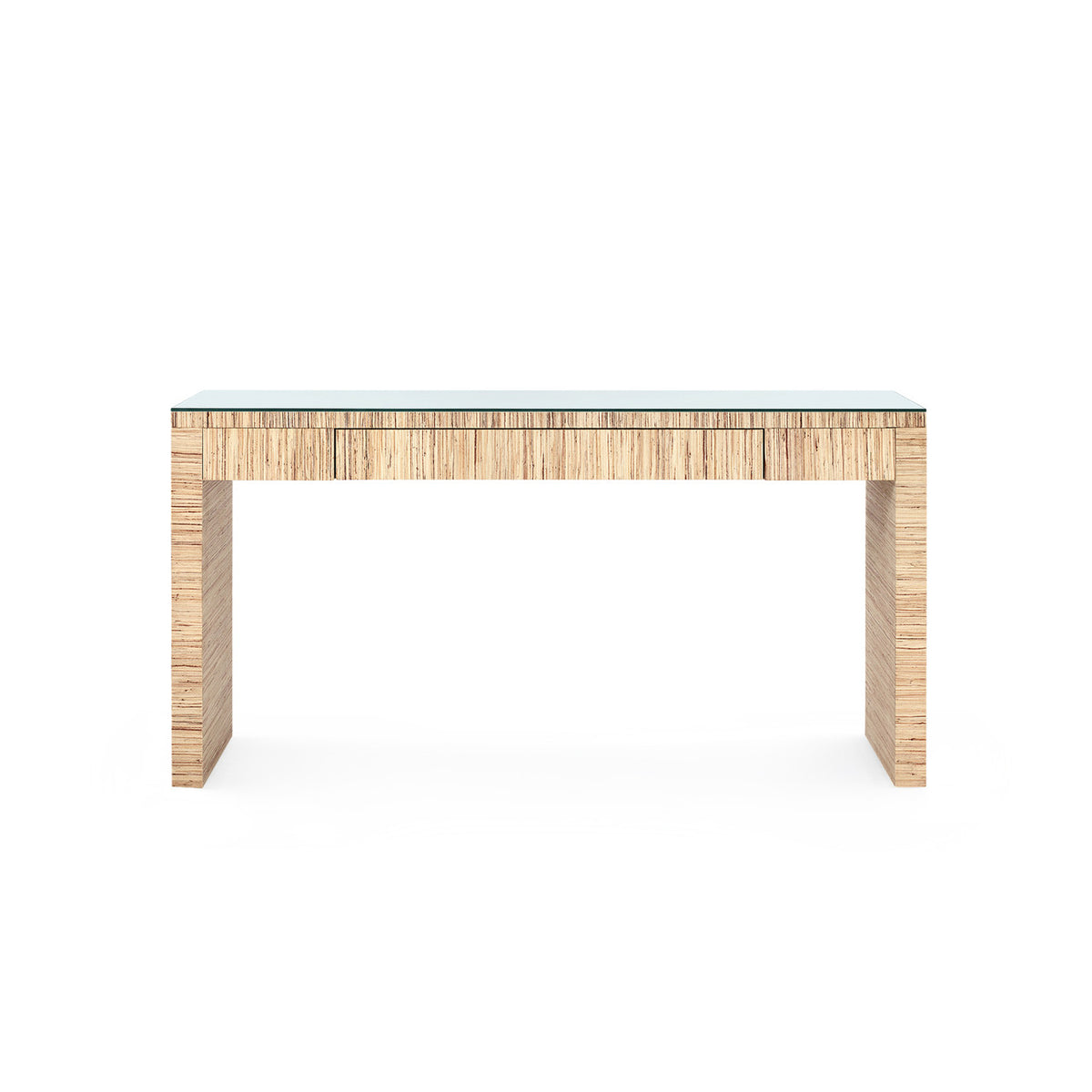 Villa & House Morgan Large Console Table with Glass Top, Papyrus