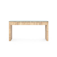 Villa & House Morgan Large Console Table with Glass Top, Papyrus