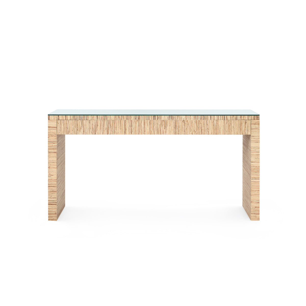 Villa & House Morgan Large Console Table with Glass Top, Papyrus