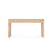 Villa & House Morgan Large Console Table with Glass Top, Papyrus