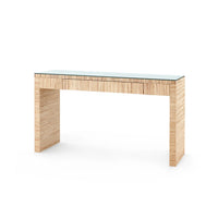 Villa & House Morgan Large Console Table with Glass Top, Papyrus