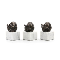 Villa & House Mouse Statue Set of 3, Bronze