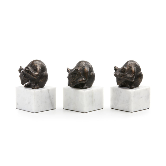 Villa & House Mouse Statue Set of 3, Bronze