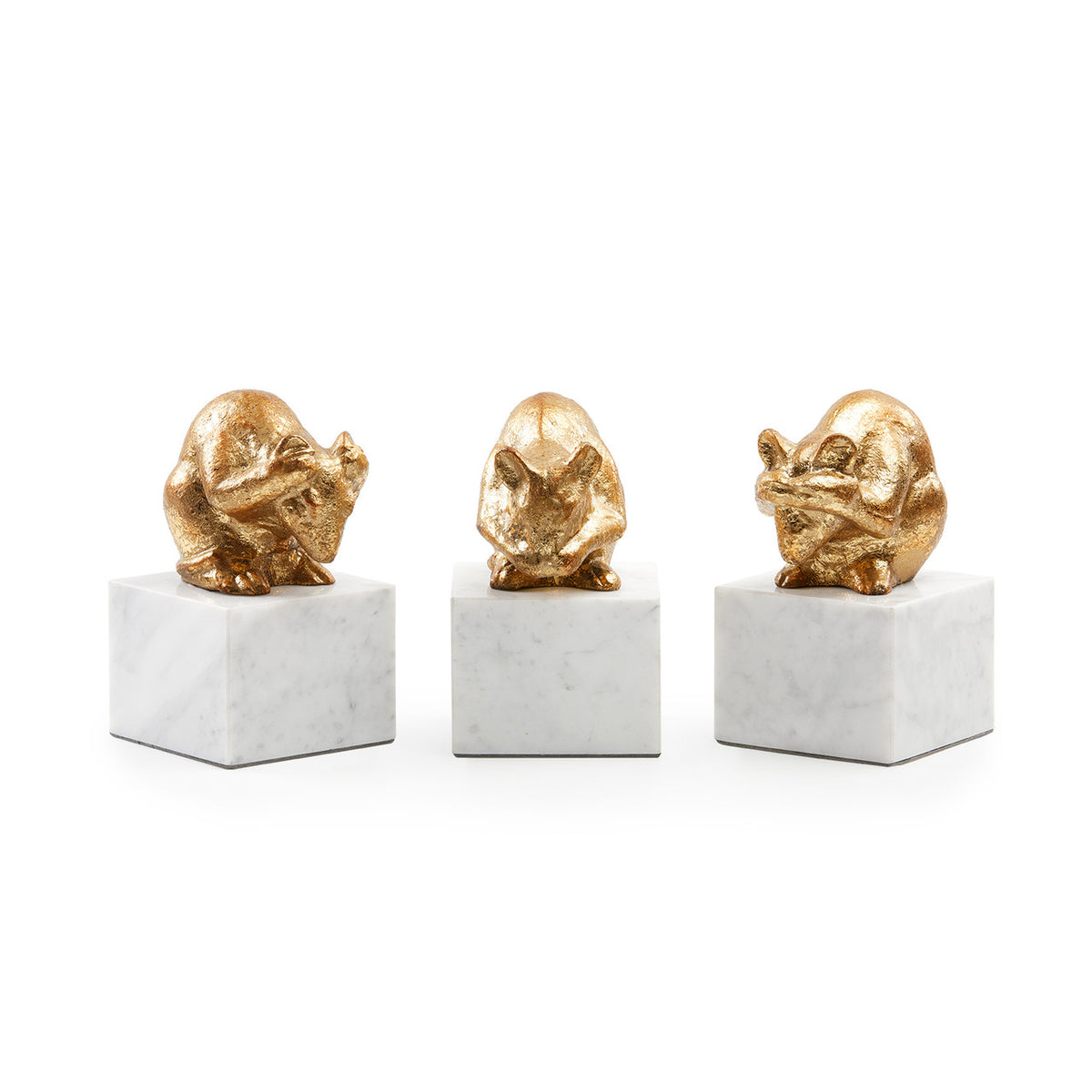 Villa & House Mouse Statue Set of 3, Gold Leaf