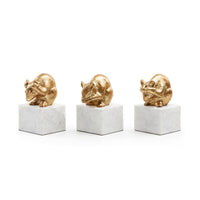 Villa & House Mouse Statue Set of 3, Gold Leaf