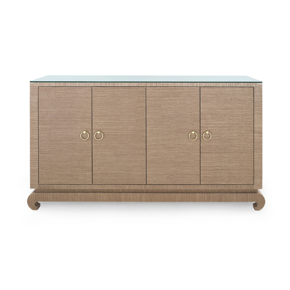 Villa & House Meredith 4-Door Cabinet with Glass Top, Flax Brown