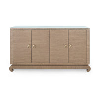 Villa & House Meredith 4-Door Cabinet with Glass Top, Flax Brown