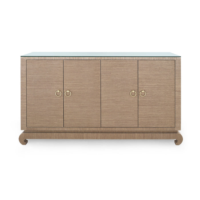 Villa & House Meredith 4-Door Cabinet with Glass Top, Flax Brown