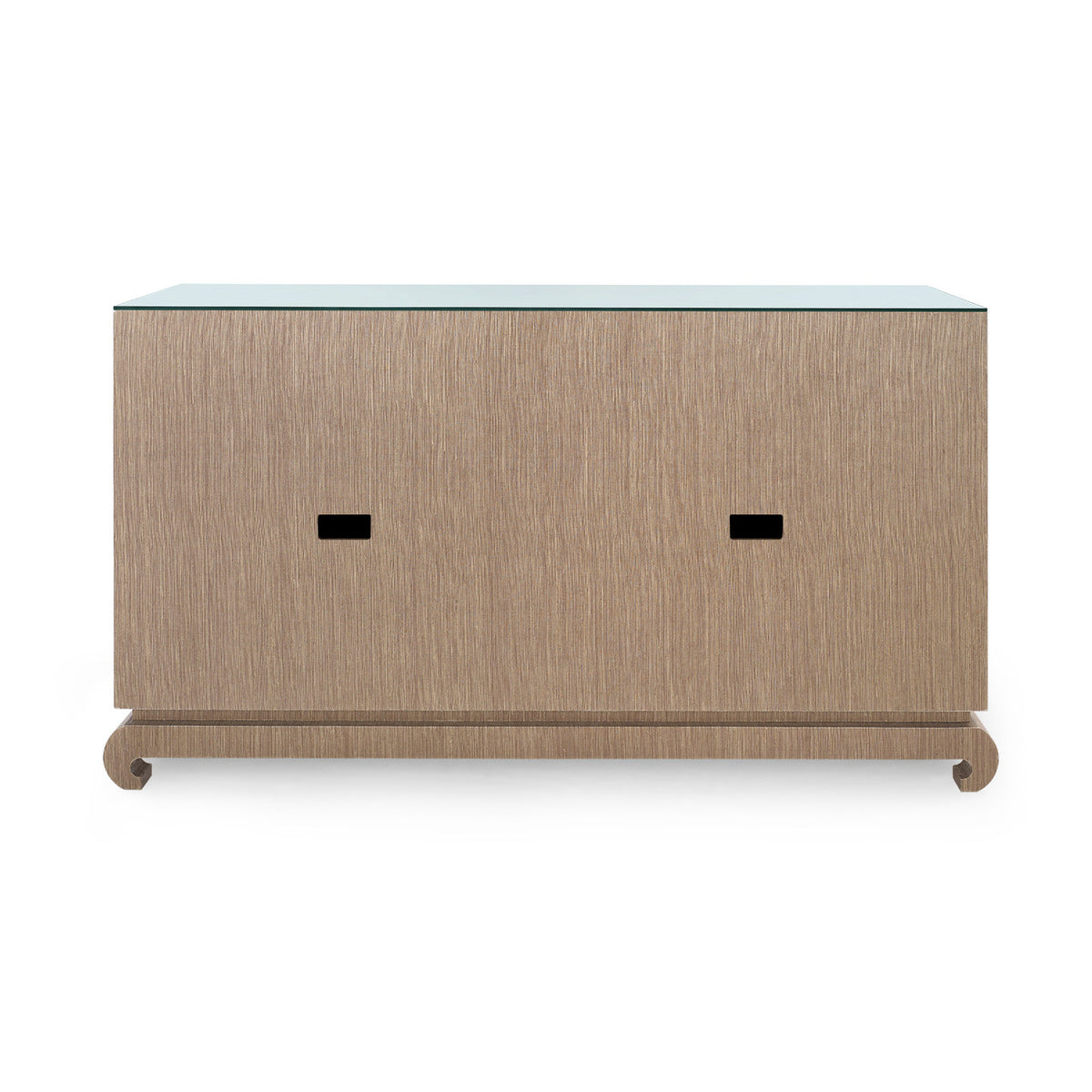 Villa & House Meredith 4-Door Cabinet with Glass Top, Flax Brown