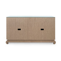 Villa & House Meredith 4-Door Cabinet with Glass Top, Flax Brown