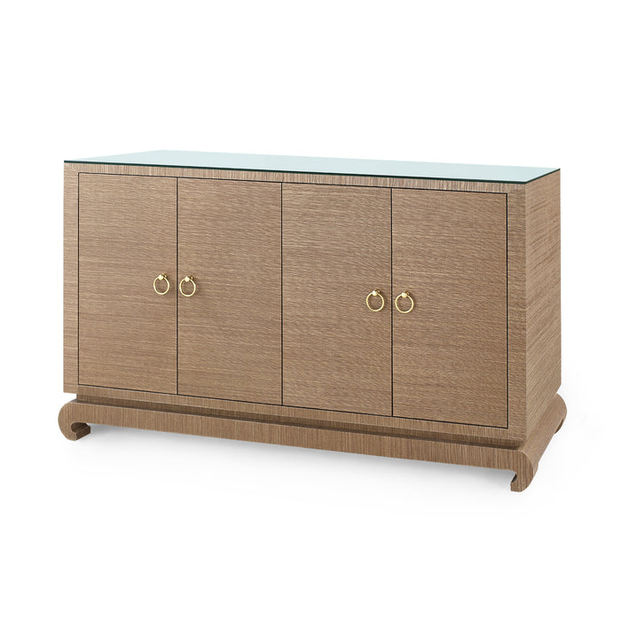 Villa & House Meredith 4-Door Cabinet with Glass Top, Flax Brown