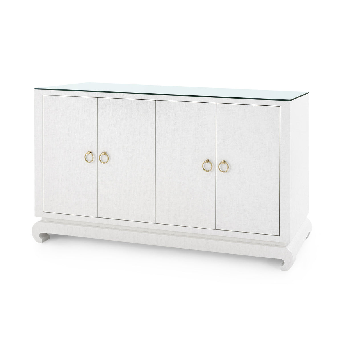 Villa & House Meredith 4-Door Cabinet with Glass Top, Chiffon White