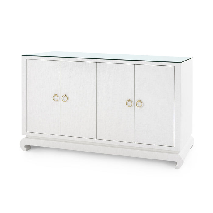 Villa & House Meredith 4-Door Cabinet with Glass Top, Chiffon White