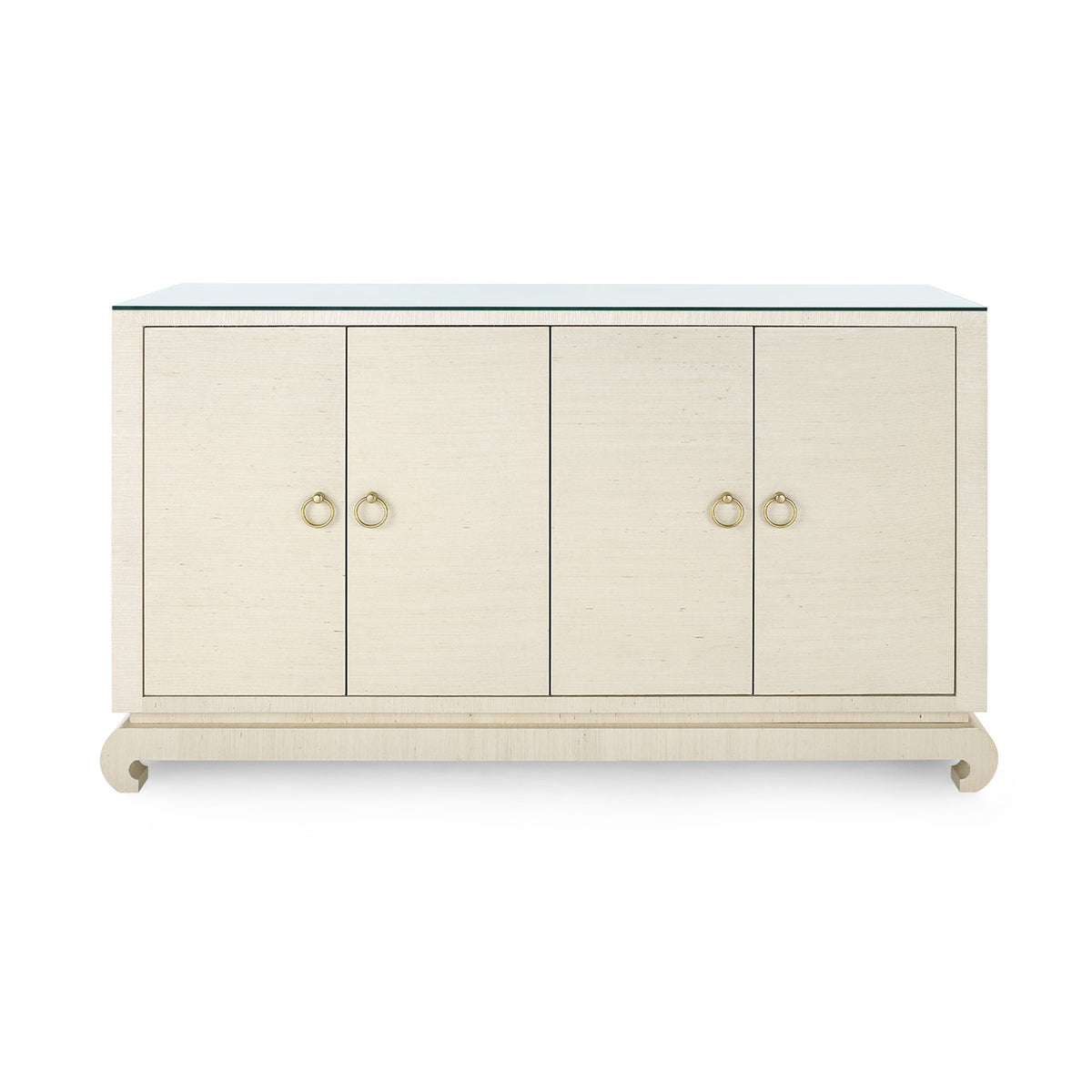 Villa & House Meredith 4-Door Cabinet with Glass Top, Canvas Cream