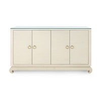 Villa & House Meredith 4-Door Cabinet with Glass Top, Canvas Cream