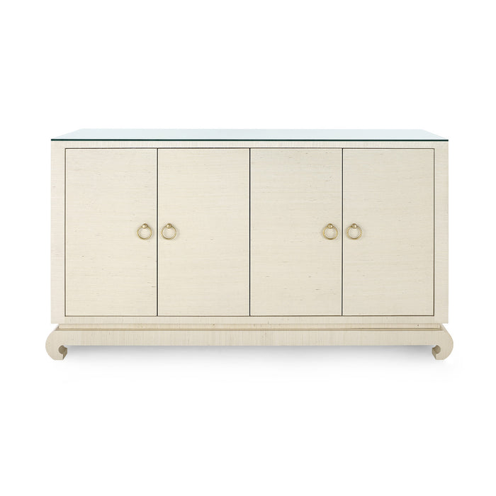 Villa & House Meredith 4-Door Cabinet with Glass Top, Canvas Cream