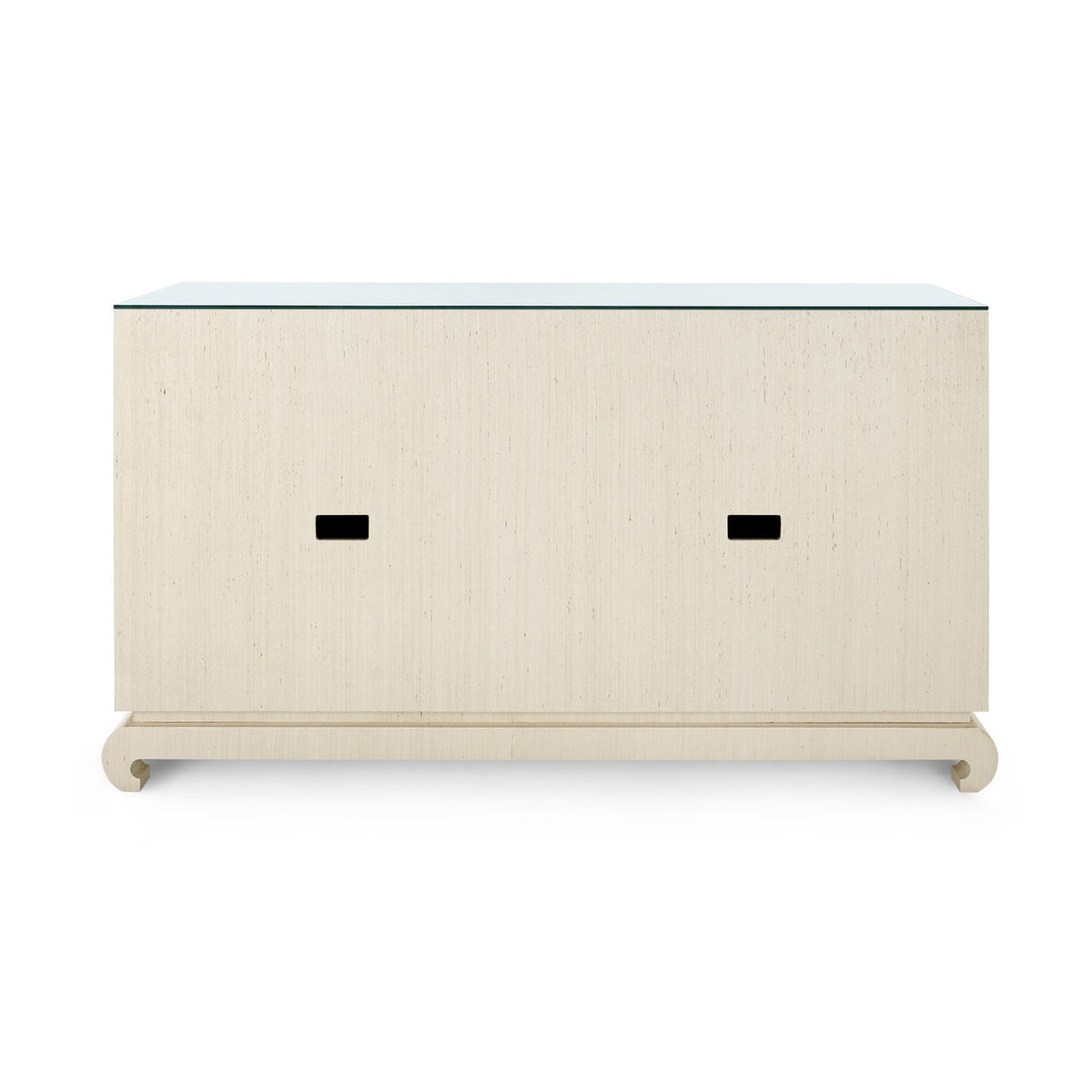 Villa & House Meredith 4-Door Cabinet with Glass Top, Canvas Cream
