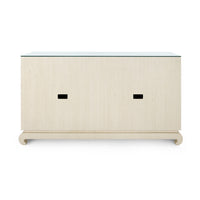 Villa & House Meredith 4-Door Cabinet with Glass Top, Canvas Cream