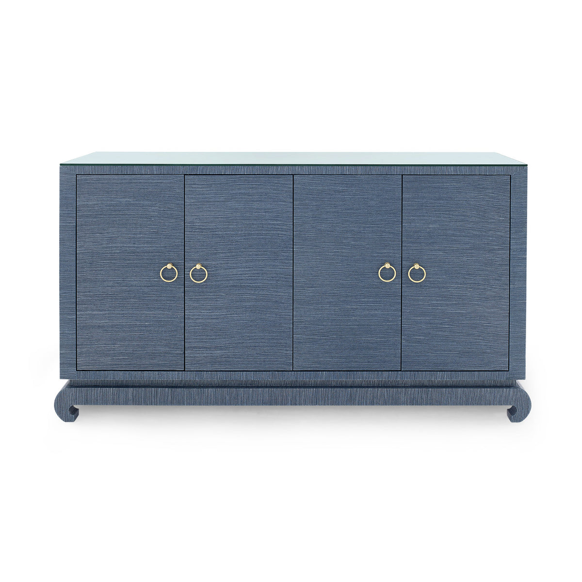 Villa & House Meredith 4-Door Cabinet with Glass Top, Navy Blue