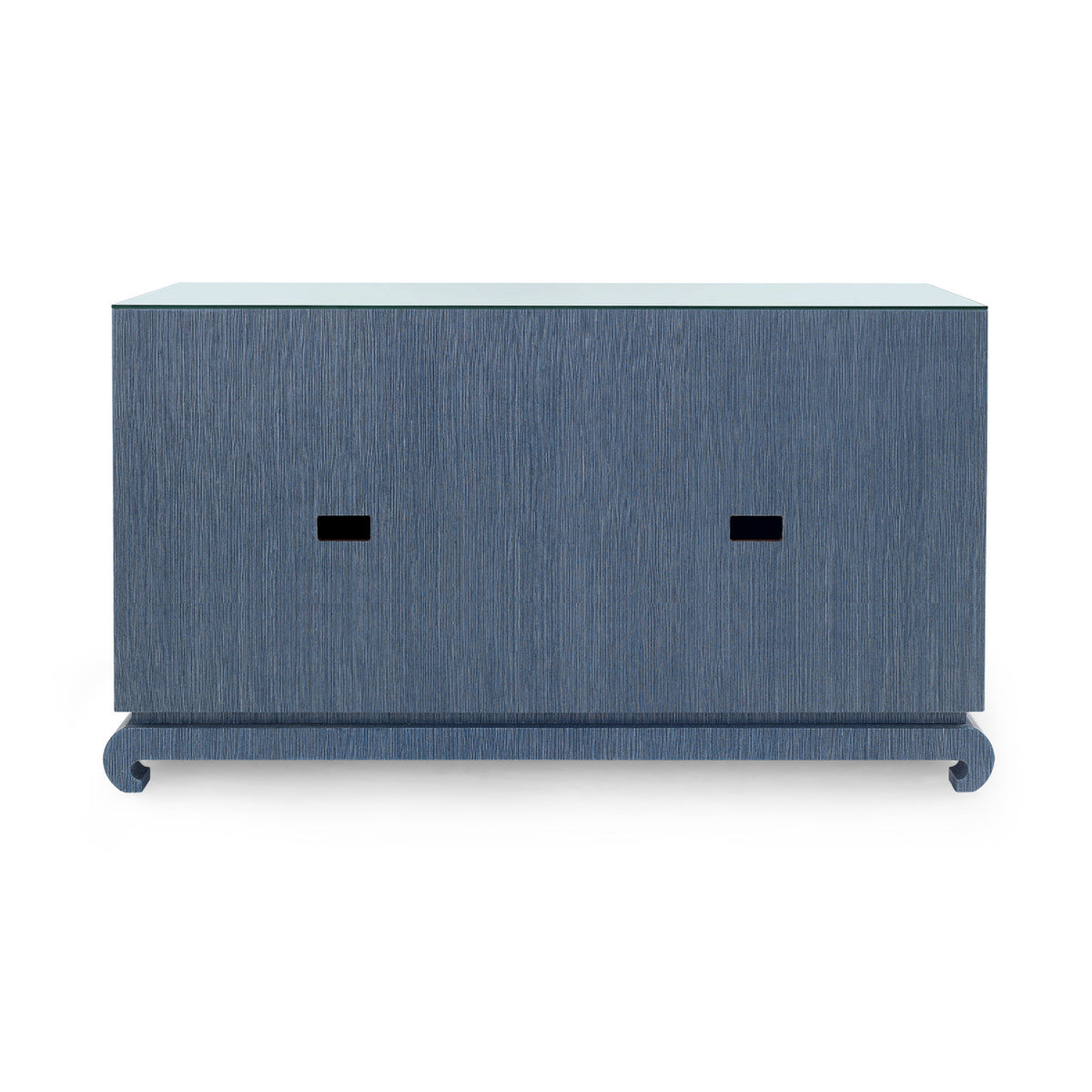Villa & House Meredith 4-Door Cabinet with Glass Top, Navy Blue
