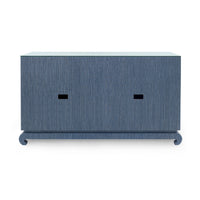 Villa & House Meredith 4-Door Cabinet with Glass Top, Navy Blue