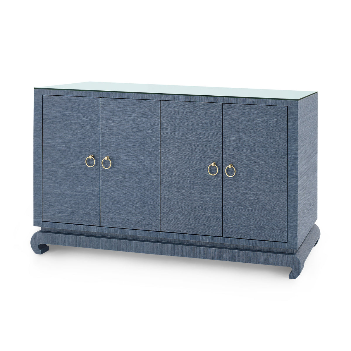 Villa & House Meredith 4-Door Cabinet with Glass Top, Navy Blue