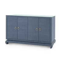 Villa & House Meredith 4-Door Cabinet with Glass Top, Navy Blue
