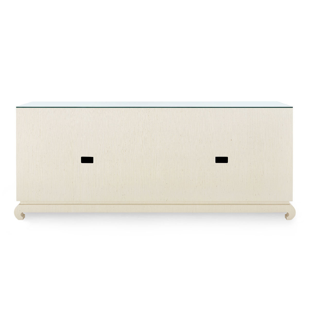 Villa & House Meredith Extra Large 4-Door Cabinet with Glass Top, Canvas Cream