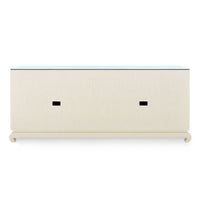 Villa & House Meredith Extra Large 4-Door Cabinet with Glass Top, Canvas Cream